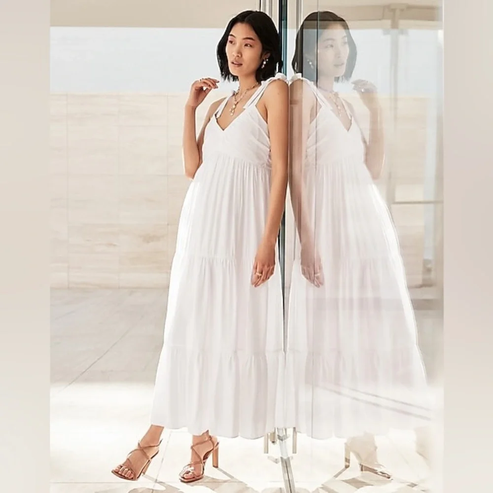 Express Tie‎ Shoulder Tiered Maxi Dress
